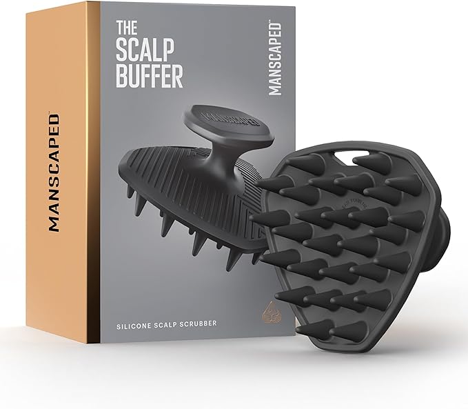 MANSCAPED® The Scalp Buffer Men’s Silicone Head Scrubber – Premium Cleansing & Exfoliating Hair Brush, Ergonomic Handheld Design for Gentle Scalp Massage (2-Pack)