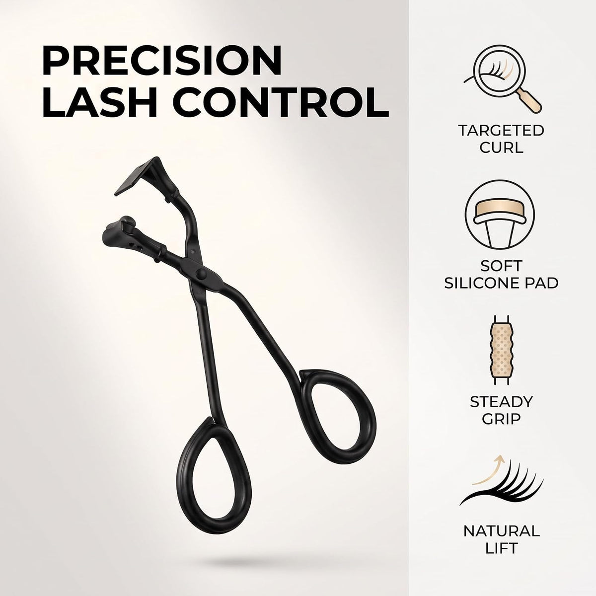 2 Pcs Eyelash Curler with Refill Pads - Mini Lash Curler for All Eyelash Shapes - Professional 2-in-1 Beauty Kit with Precision Tweezers - Stainless Steel Design for Perfect Control (Black+Silver)