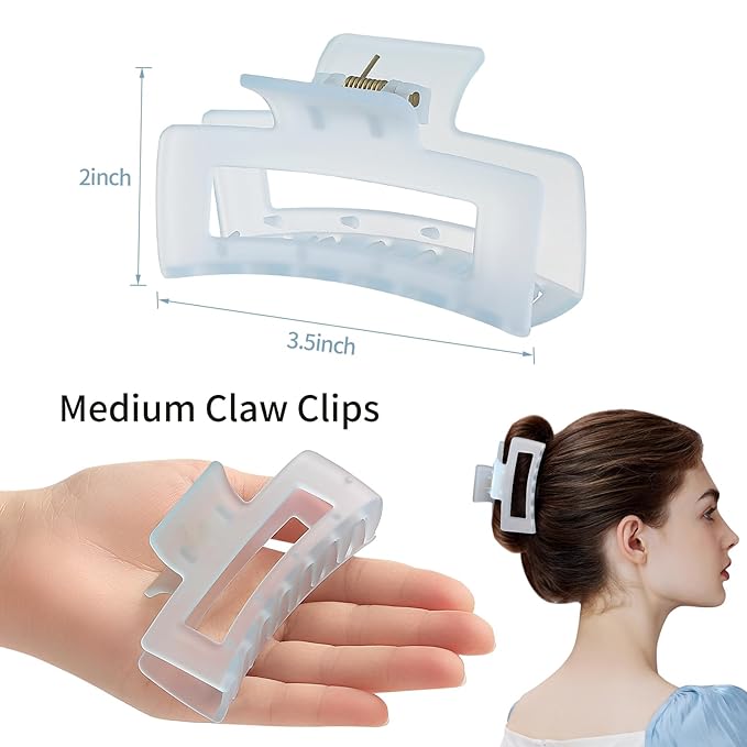 Sisiaipu 3.5 Inch Medium Hair Accessories - 6 Pack Square and Rectangle Banana Jaw Clips for Women and Girls - Ice Cream