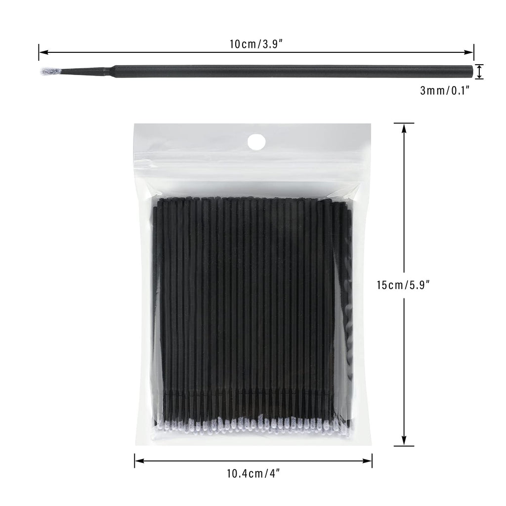G2PLUS Micro Swabs - 100pcs Cotton Swabs for Makeup, Black Disposable Applicators Brush for Nails, Eyeliner and Lash Tech Supplies