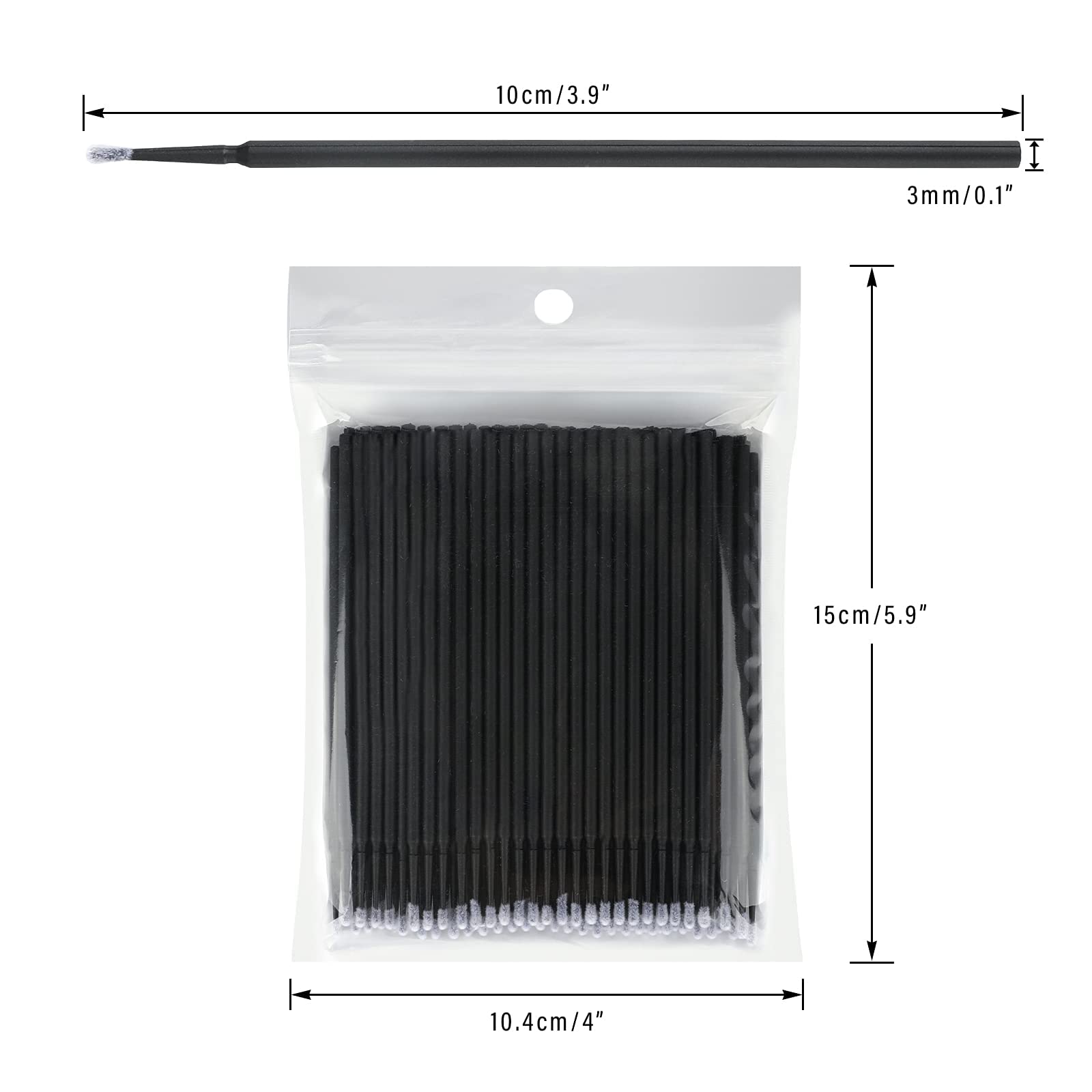 G2PLUS Micro Swabs - 100pcs Cotton Swabs for Makeup, Black Disposable Applicators Brush for Nails, Eyeliner and Lash Tech Supplies
