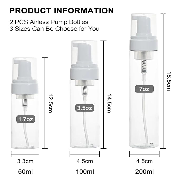 Autdor Foam Pump Bottle 7oz 2Pcs Foaming Soap Dispenser 200ml Foaming Spray Bottle Empty Travel Foam Bottle Clear Foam Dispenser for Hand Soap Toiletries Shampoo Lotion