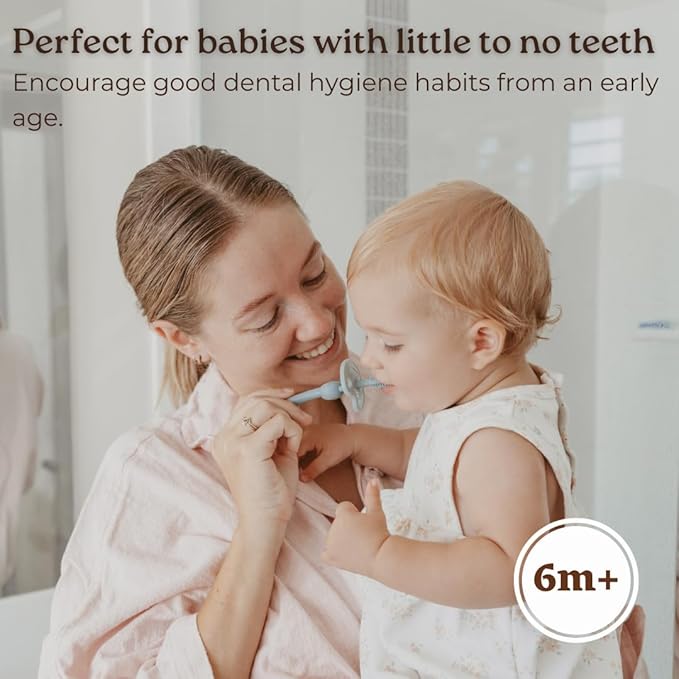 haakaa 360° Silicone Baby Toothbrush – 100% Soft Food Grade Silicone, BPA-Free, Suction Base, Safe for Babies 6 Months+, Gentle Gum and Teeth Cleaning for Infants, Gum Massager (Banana)