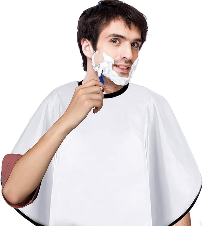 Short Barber Cape, Waterproof Nylon Salon Hair Cutting Cape, Makeup Artist Cape for Hair Dye, Comb-out, Styling, Shampoo (2, White)