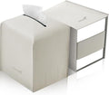 PENGLONG Tissue Box Cover 5X5X5'' PU Leather Tissue Holder Square Tissue Cube Box Organizer for Bathroom Vanity Countertop, Car, Night Stands, Office, Home, Kitchen (2Pack, Lime White)