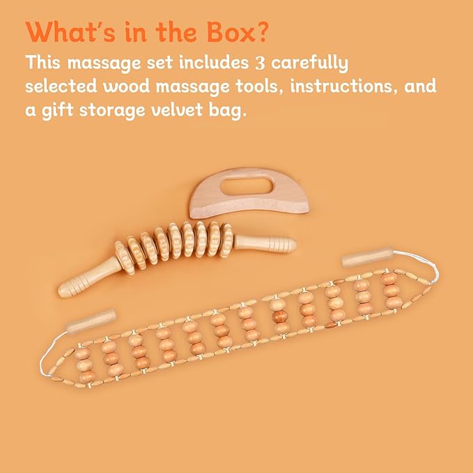 Toyven 3Pcs Wood Therapy Massage Tools Set for Body Sculpting