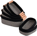Storage Baskets for Organizing, Small Woven Basket Set of 6-4 Shelf Basket with Leather Handle and 2 Small Gift Baskets, Cotton Rope Basket for Shelves, Nursery, Dog Toy, Bathroom