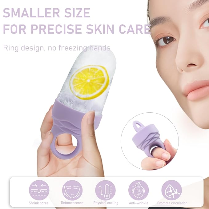 Mabnuby Ice Roller for Face and Eye, Reusable Silicone Ice Facial Roller for Reducing Puffiness, Ice Face Mold Skin Care, Ice Cube Roller Tools for Women - Purple 3 Pcs