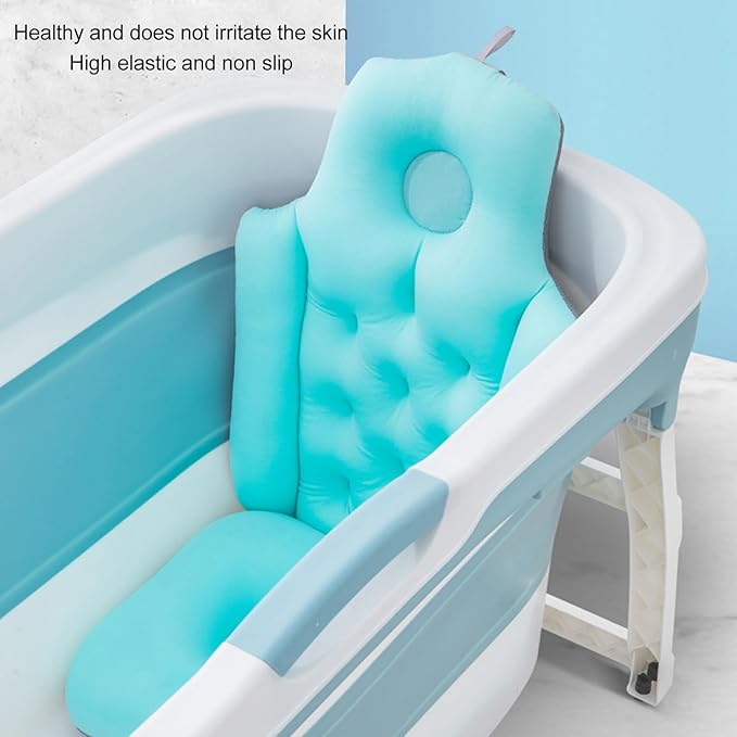 Adult Bath Pillow, Foldable Neck Support EPS Full Body Bath Pillow High Elasticity Quick Drying for Home Use (Blue)
