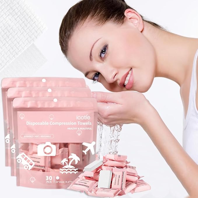 Compressed Towels 90 Pcs, Disposable Coin Towels, Portable Face Towelettes for Travel, Camping, Outdoor & Home Use