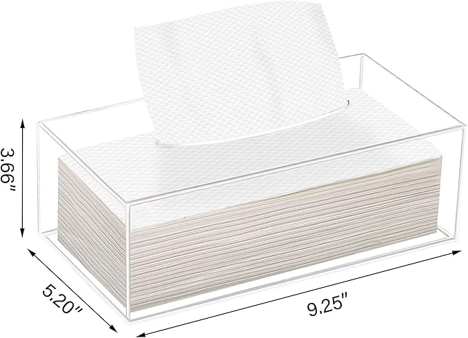 Clear Acrylic Tissue Box Cover Holder for Bathroom Dresser Countertop Desk