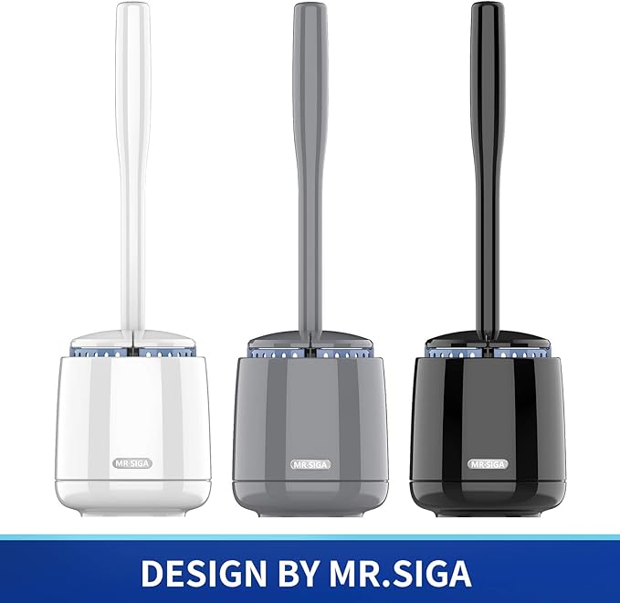 MR.SIGA Toilet Bowl Brush and Holder, Sturdy Long Handle, Black, 1 Pack