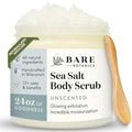 Bare Botanics 24oz Unscented Sea Salt Body Scrub Natural Exfoliator