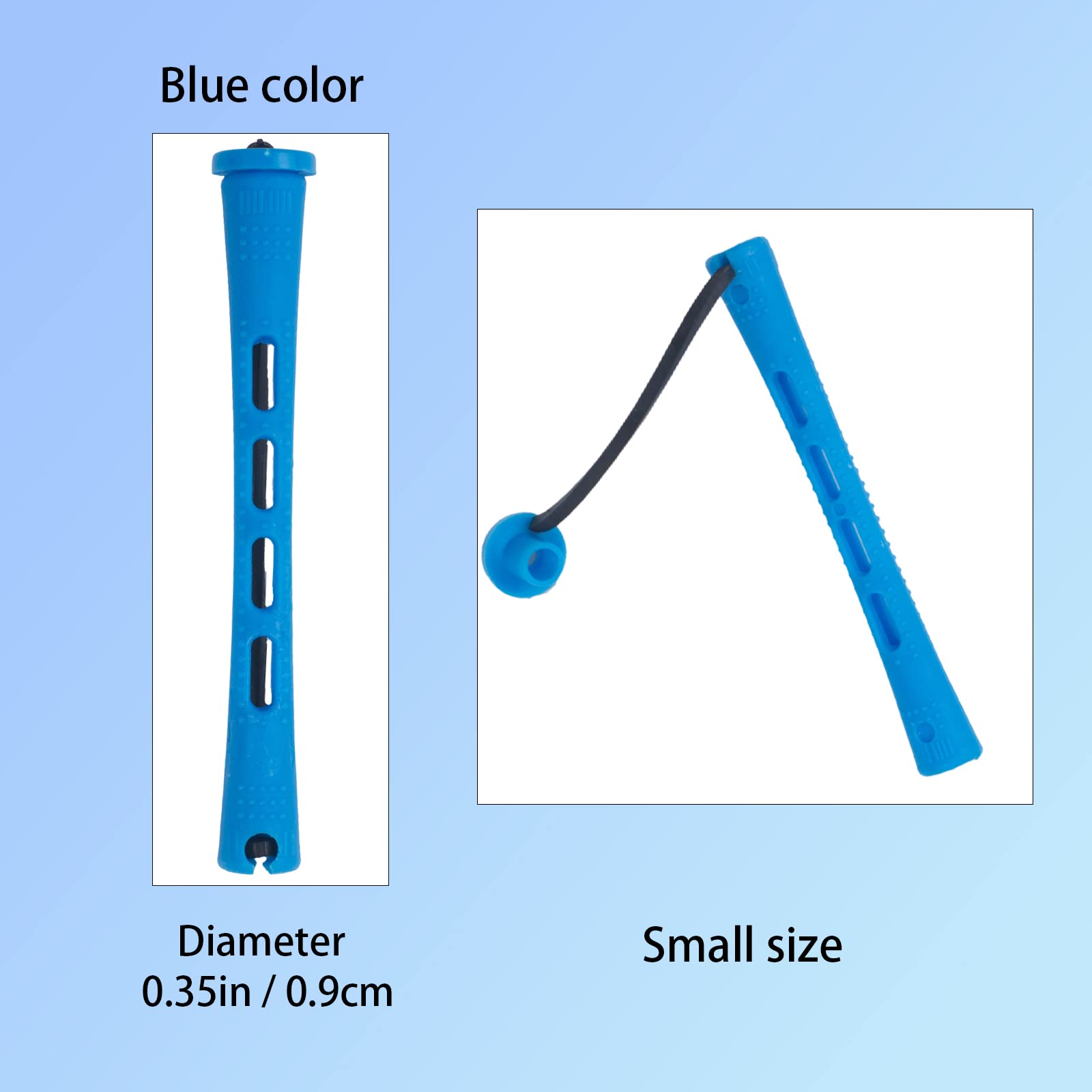 Perm Rods,60 pcs Small Size Rollers for Natural Hair Long Short Hair Styling Tool Curlers 0.35 inch Blue Color
