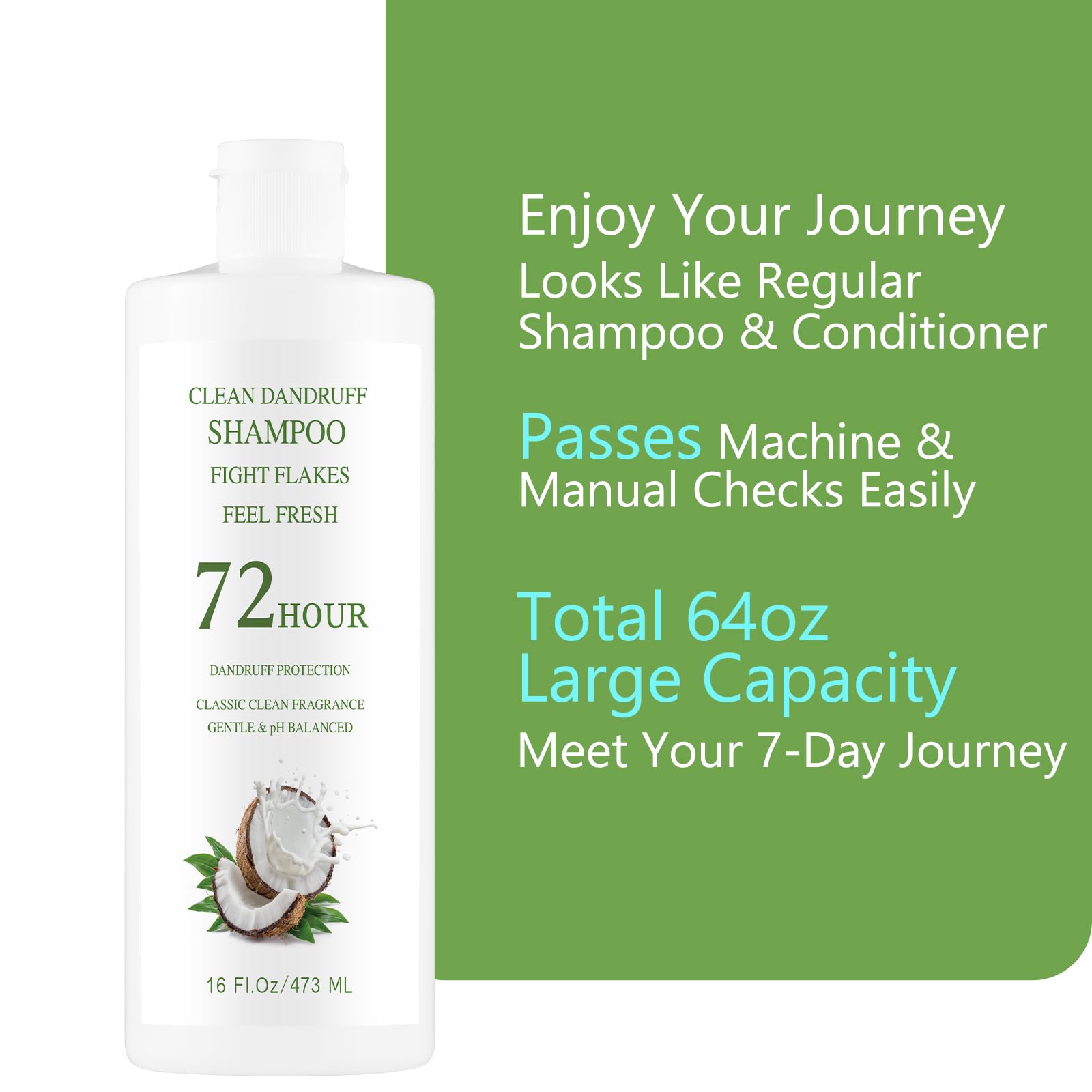 SpareCruise Leak-Proof Empty Shampoo Containers Bottles for Cruise: 64oz | Reusable Plastic Travel Bottles Funnels for Cruise Ships,Travel,Events, Concerts, Beach