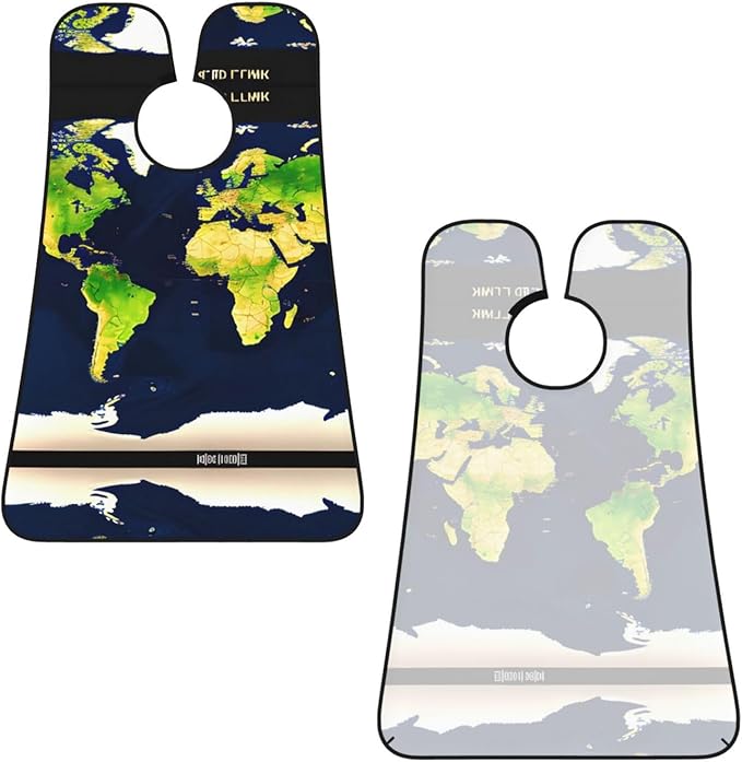 NOUZU World Map Print Beard Bib Apron For Men, Beard Hair Catcher For Men Shaving Trimming,Beard Cape Cloth