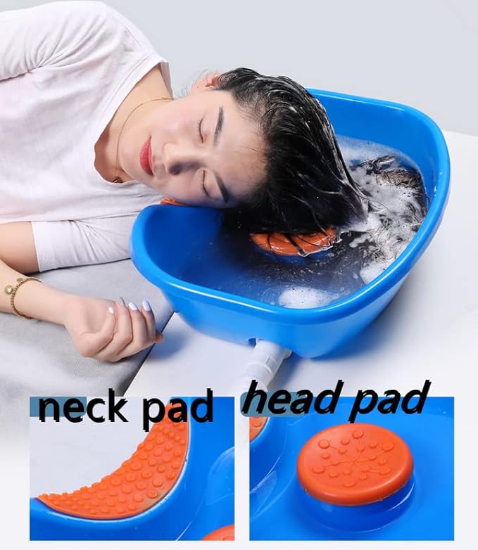 Hair Washing Basin for Bedridden,Shampoo Basin for Bedside,Shampoo Bowl,Washing Sink Made for Handicapped, Bedridden, Kids,Hair Cuts and Coloring-46x35cm (blue)