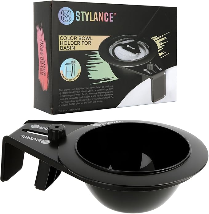 Hair Color Bowl Holder for Basin – Toning Tub Hair Dye Bowls for Hairstylist, Suction to Sink or Shampoo Station for Easy Toning- Black