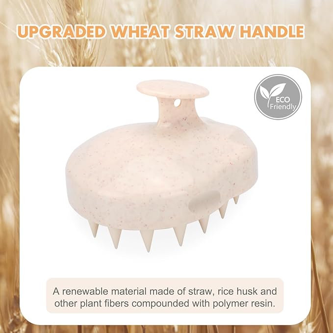 FREATECH Scalp Massager Hair Growth, Scalp Scrubber Shampoo Brush with Soft Silicone Bristles for Dandruff Removal and Hair Care, Wet & Dry Hair Massager Scalp Exfoliator, Beige