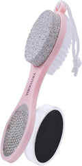 YIOYOODA Foot Scrubber Brush with Pumice Stone for Feet, 5-in-1 Foot File Callus Remover, Stainless Steel Feet Scraper, Cleaning Brush and Sand Paper Debris Catcher, Multi Purpose for Home Foot Care