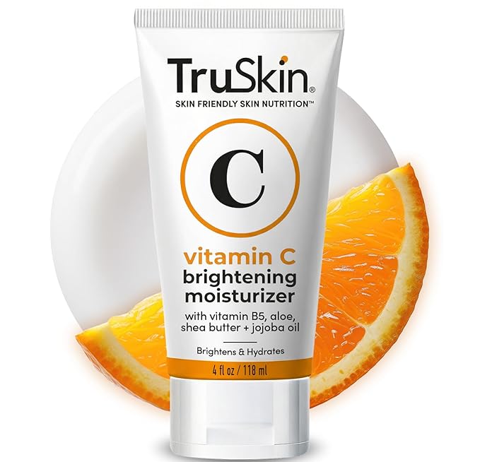 TruSkin Vitamin C Face Cream - Brightening & Hydrating Daily Moisturizer with Vitamin E, B5, Jojoba Oil & Green Tea - Smooth, Radiant-Looking Skin, 4 Fl Oz