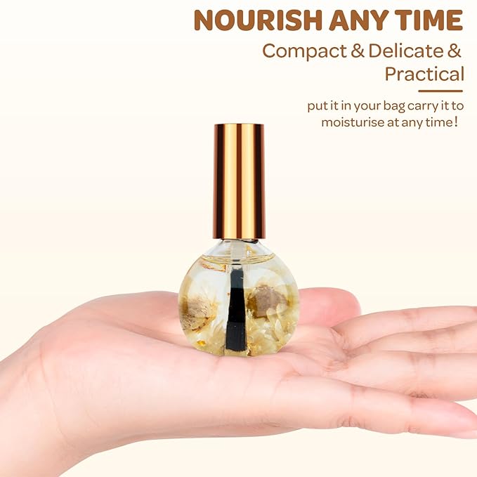 Cuticle Oil, Coconut Cuticle Nail Oil Infused with Real Flowers 15ml