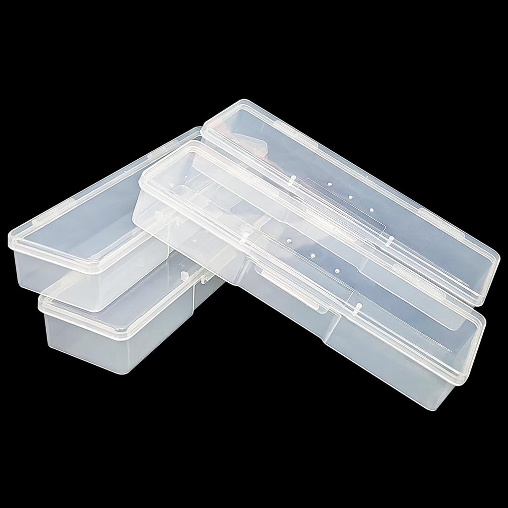 Plastic Nail Storage Manicure Tool Box, 4PCS Storage Personal Box Nail Implement Storage Box Organizer Case Box for Nail Art Pedicure Supply (Clear-4pcs, Small)
