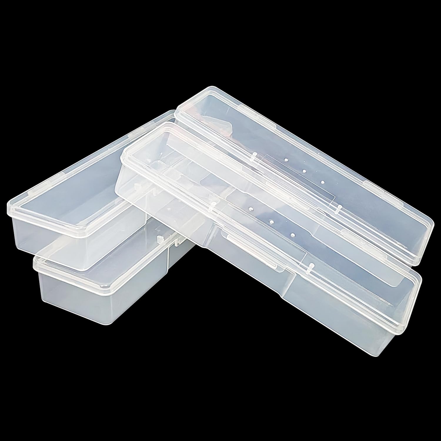 Plastic Nail Storage Manicure Tool Box, 4PCS Storage Personal Box Nail Implement Storage Box Organizer Case Box for Nail Art Pedicure Supply (Clear-4pcs, Small)