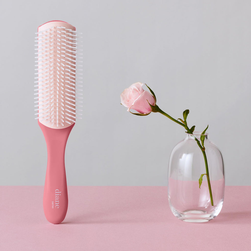 Diane Pro Nylon Pin Styling Hairbrush for Detangling, Separating, Shaping, and Defining Wet or Curly Hair, Heat-Resistant, Anti-Static, Hair Care Essential, Pink