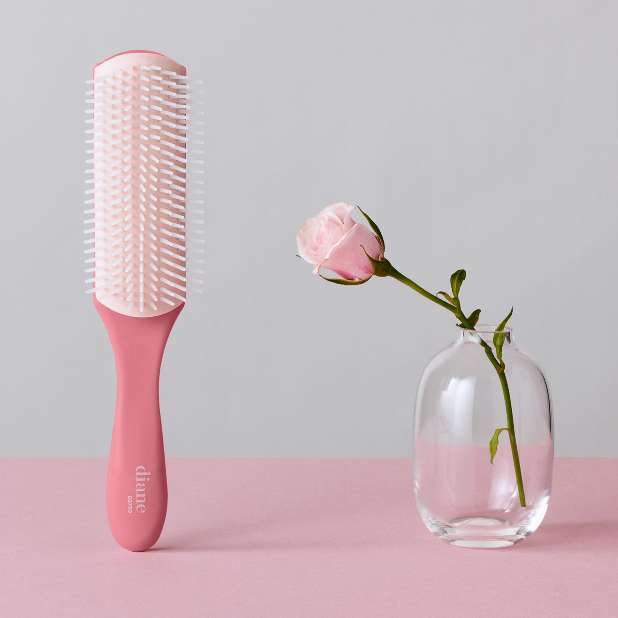 Diane Pro Nylon Pin Styling Hairbrush for Detangling, Separating, Shaping, and Defining Wet or Curly Hair, Heat-Resistant, Anti-Static, Hair Care Essential, Pink