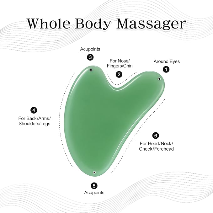 rosenice Gua Sha Facial Tools Guasha Tool Gua Sha Jade Stone Manual Massage Sticks for Jawline Sculpting and Puffiness Reducing for Face Body Tensions Reduce Festive Gifts