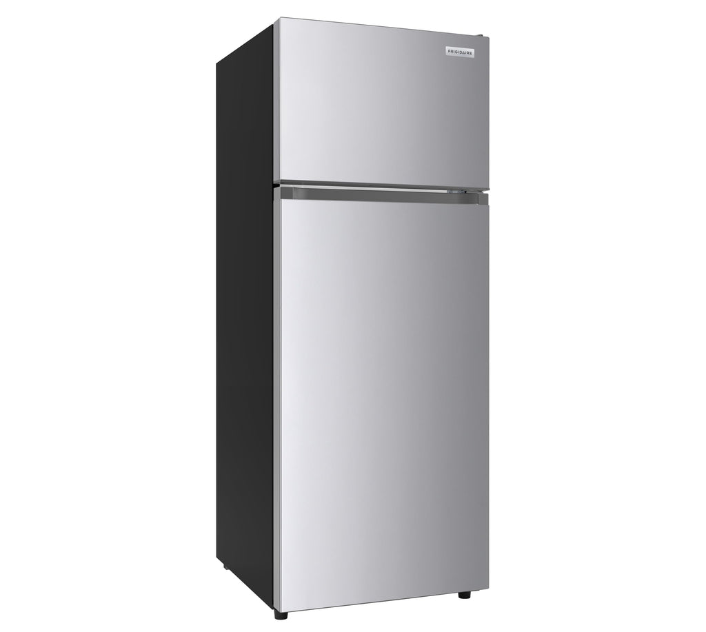 Frigidaire, 2 Door Apartment Size Refrigerator with Freezer, 7.5 cu ft, Adjustable Spill-Proof Shelves, Crisper Bins, Platinum Silver, Garage Ready