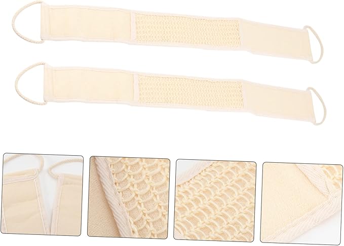 HAKIDZEL 2Pcs Exfoliating Bath Scrubber Shower Back Strap Spa Skin Cleaning Brush for Men Women for Reaching Hard to Access Areas for Smooth Skin