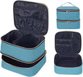 TANPADUAJI Double Layer Makeup Bag Portable Large Cosmetic Case Organizer with Adjustable Dividers Storage Travel Bag for Accessories Brushes Conditioner and Skin Care Products (Green)