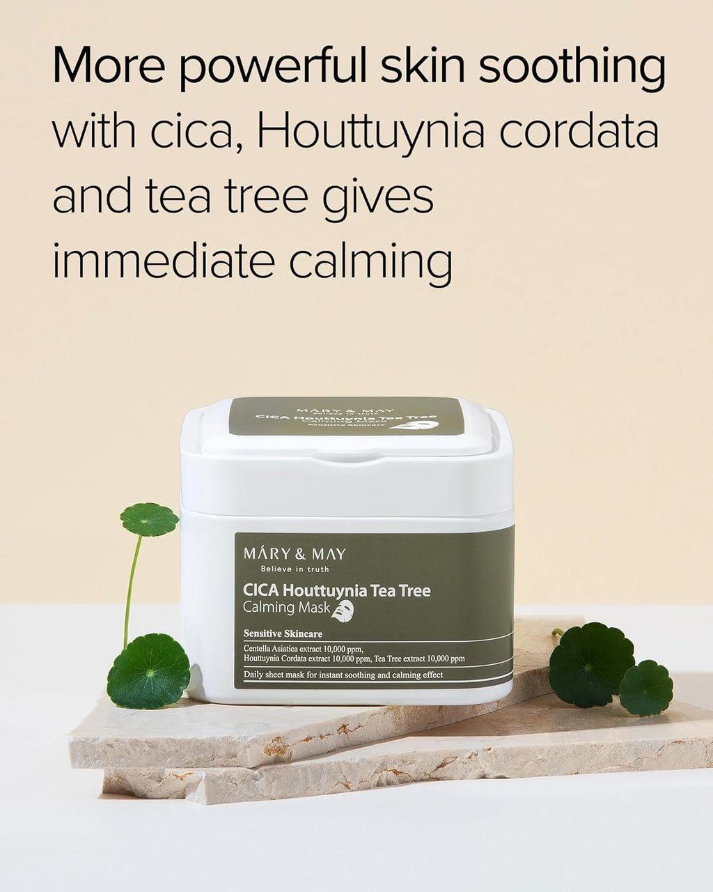 Mary&May CICA Heartleaf Tea Tree Calming Mask, 30 Sheets Pull-Out