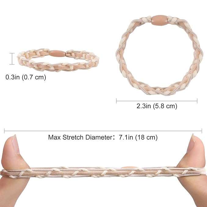 Lolalet Hair Ties Bracelet - Boho Elastics Bands, Soft Braided Thick Ponytail Holder for Thin Long Curly Hair - 20 Pcs, Style C