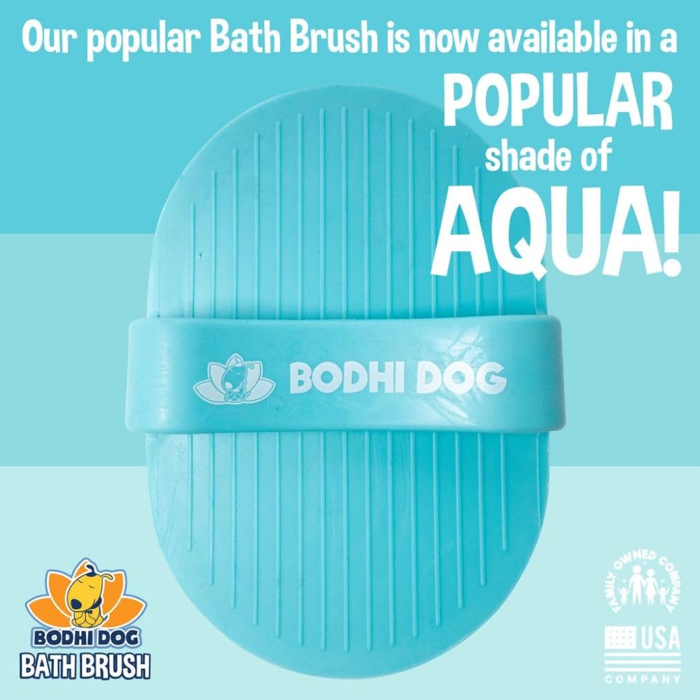 Bodhi Dog Shampoo Brush - Pet Grooming & Bath Supplies for Dogs and Cats - Bath Brush for Long & Short Hair - Premium Scrubber for Shower, Showerhead, Sprayer & Bathing (One Pack, Aqua)