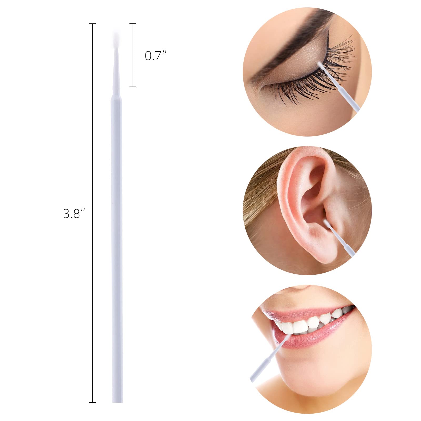 Tbestmax 500 Pcs Micro Applicator Brush Micro Swabs, Disposable Eye Lashes Mascara Wands for Eyelash Extension White