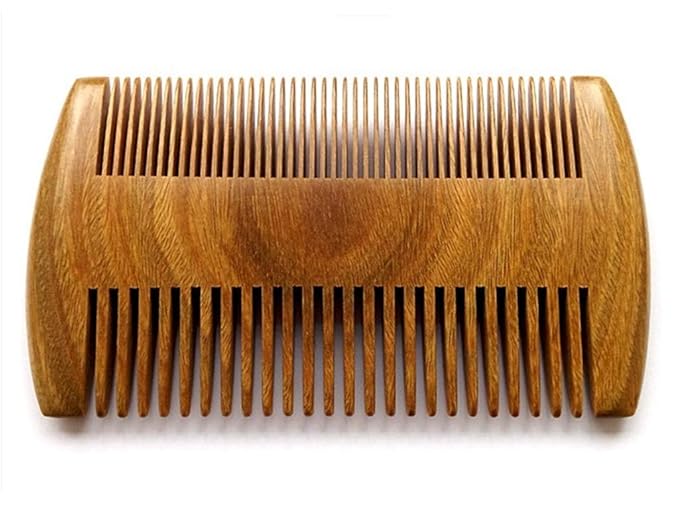Myhsmooth Green Sandalwood Beard Comb, 4" Long Two Sides, Handmade Natural No Static Comb with Aromatic Scent for Long and Short Beards, Mustache Comb, Pack of 1 Pcs