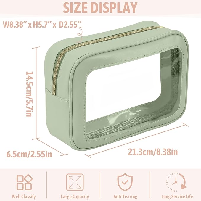 YOPCDJ 6PCS Clear Toiletry Bag,TSA Approved Travel Pouch with Zipper for Cosmetics and Toiletries，Diaper Bag Organizer Pouch Set, Purse Organizer and Clear Car Bag for Women and Kids