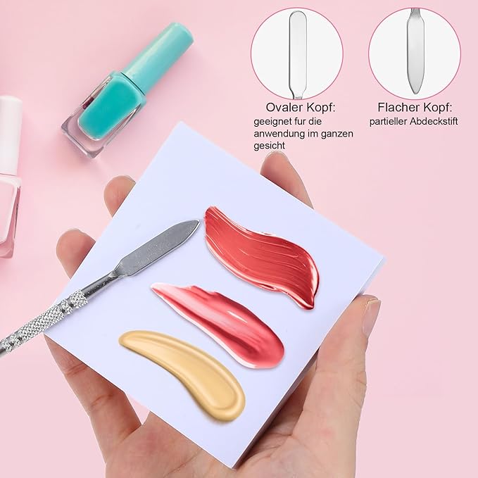 Oruola 100 Sheets Disposable Nail Art Palette Paper,Makeup Mixing Palette Paper,2 Sizes of Waterproof Portable Nail Art Palette with Stainless Cosmetic Spatula for Makeup Nail Gel Mixing Home Salon
