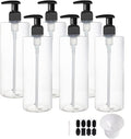 BPFY 6 Pack 16 oz Plastic Pump Dispenser Bottles for Massage Oil, Shampoo, Lotions, Body Wash Pump Bottles, Hand Sanitizer Refillable Containers with Pump, 1 Funnel, 8 Chalk Labels