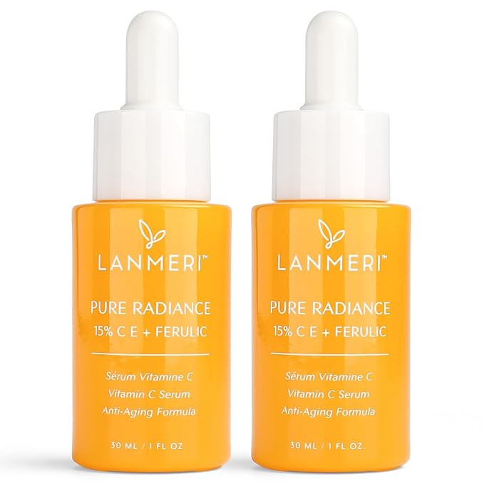Lanmeri Ceuticals 15% Vitamin C + E + Ferulic Serum: Advanced Antioxidant Defense Formula with 1% Vitamin E & 0.5% Ferulic Acid – High-Stability Vitamin C Serum (1 Fl Oz (Pack of 2), Vitamin C)