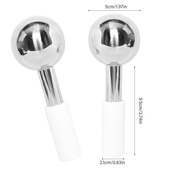 Ice Globes for Face & Eyes Unbreakable 304 Stainless Steel Cryo Sticks for Men Women Facials Skin Care for Puffiness Sagging Skin Fine Lines and Facial Relaxation