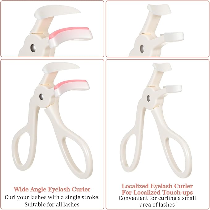 LXUEJIE 2 Style Eyelash Curlers, Plastic Eyelash Curler, Premium Cute Small Eye Lash Curler for No Pinching or Pulling Lash, Professional Makeup Tool for Eyelashes for Long Lasting (White)