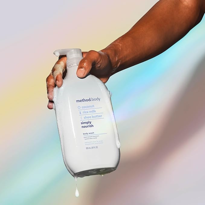method Body Wash, Simply Nourish - Leaves Skin Feeling Soft & Moisturized, Made Without Parabens, Notes of Coconut, Rice Milk & Shea Butter, 28 Fl Oz
