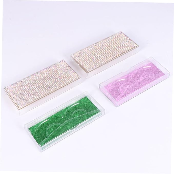 SOESFOUFU Shiny Eyelash Storage Case Set 2pcs Rhinestone Lash Containers Stylish Convenient