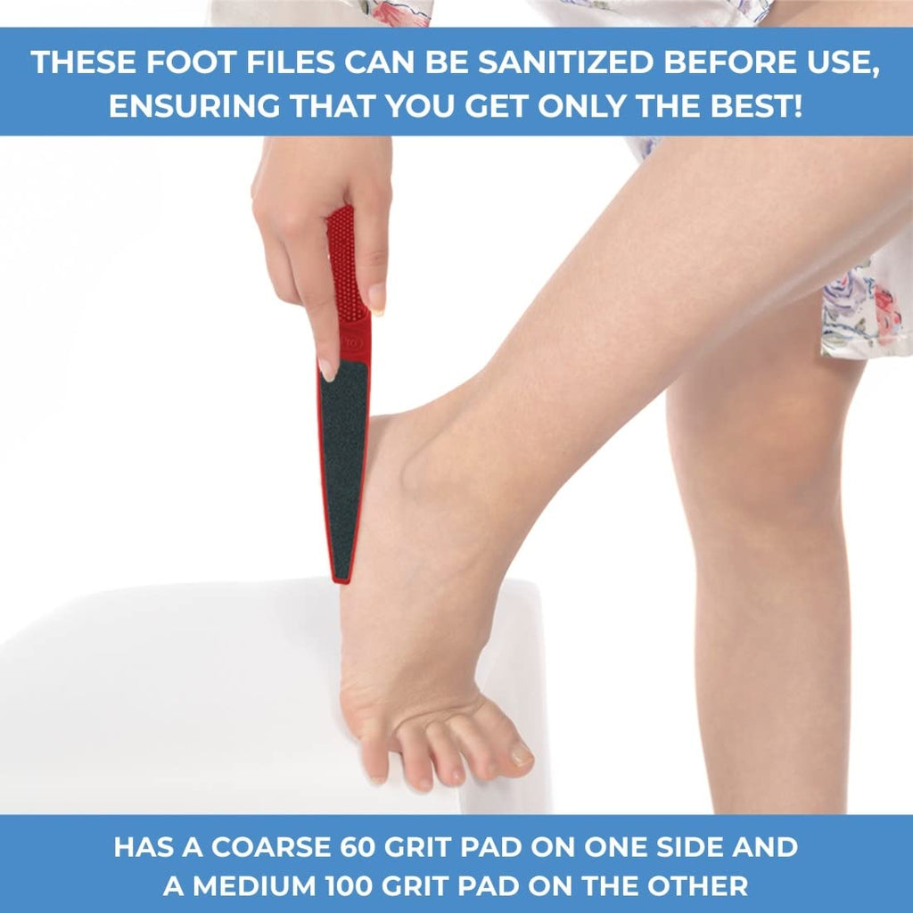 ForPro Professional Collection Red Panda Foot File, 60/100 Grit, Double-Sided Pedicure File for Feet and Heels, 10.5” L (Pack of 6)