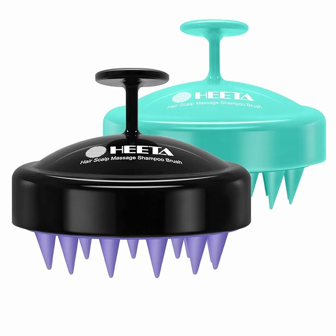 HEETA Scalp Massager Hair Growth 2-Pack, Soft Silicone Scalp Scrubber Shampoo Brush for Exfoliation Dandruff Removal Head Massage Stress Relax, Wet & Dry Use for Women Men Thick Thin Curly Hair Care