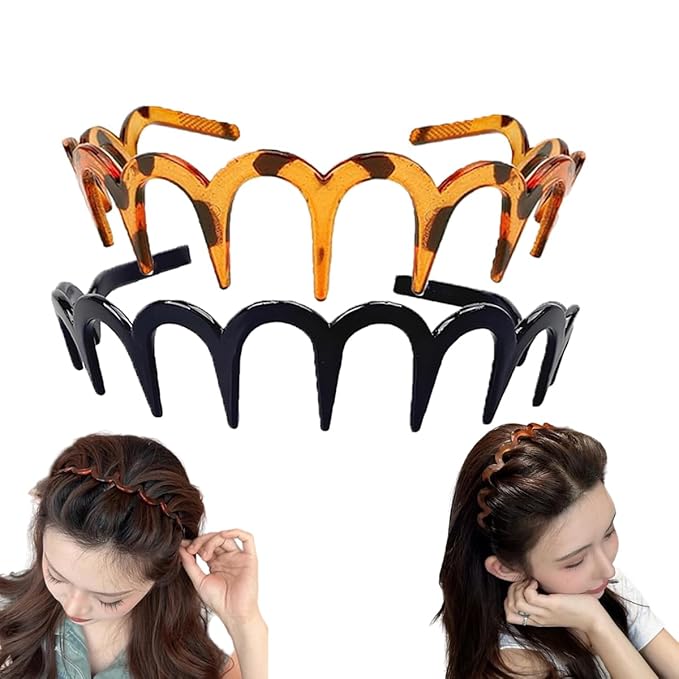 Vrose Flosi Zig Zag Headbands - U Shaped Hair Comb Headband with Slanted Rounded Teeth - Flexible Lightweight No Headache Hair Band Slicked Back Styling Accessories 90s Retro Y2K Gifts fr Women & Men